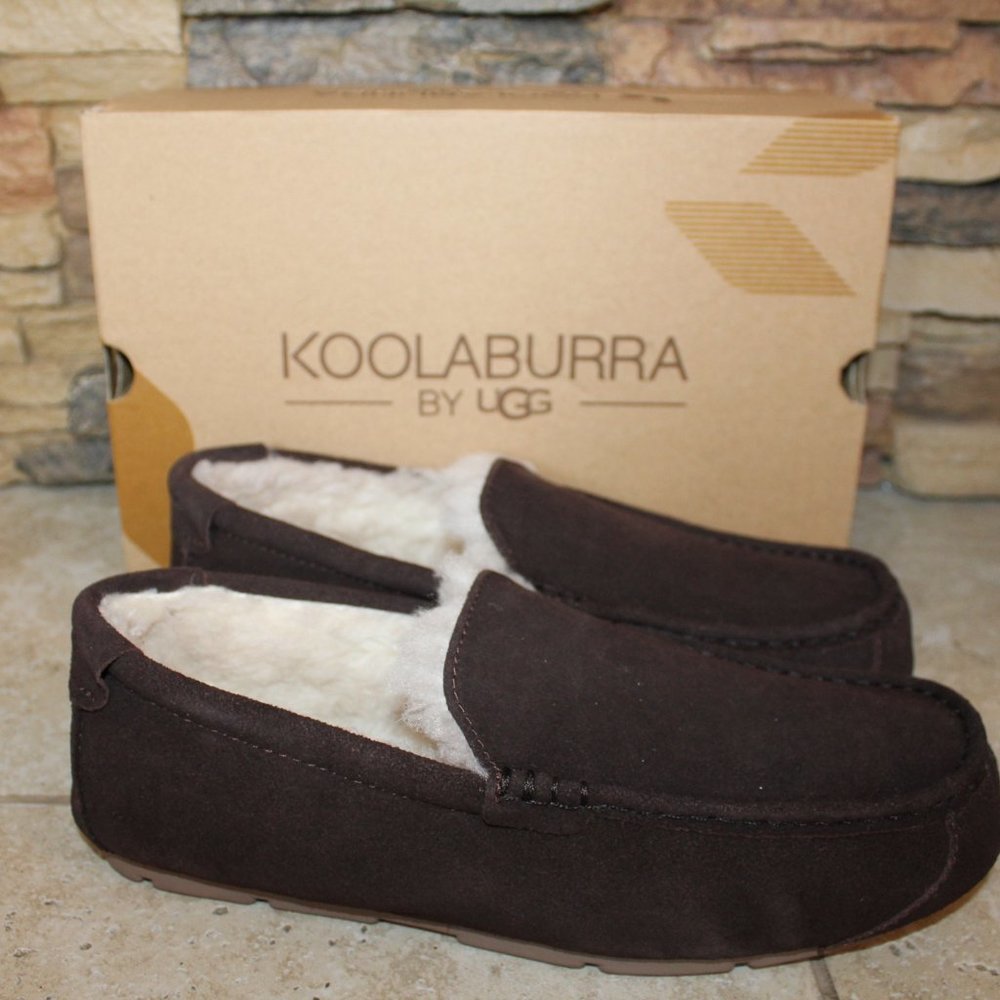 UGG KOOLABURRA MEN'S SUEDE‎ FUR SLIPPERS BROWN